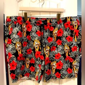 Men’s No Boundaries Shorts, 3X, floral, tiger print